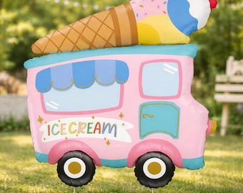 Giant Ice Cream Truck Balloon - Colorful Foil Balloon for Birthday Parties, Summer Events, and Dessert Decor