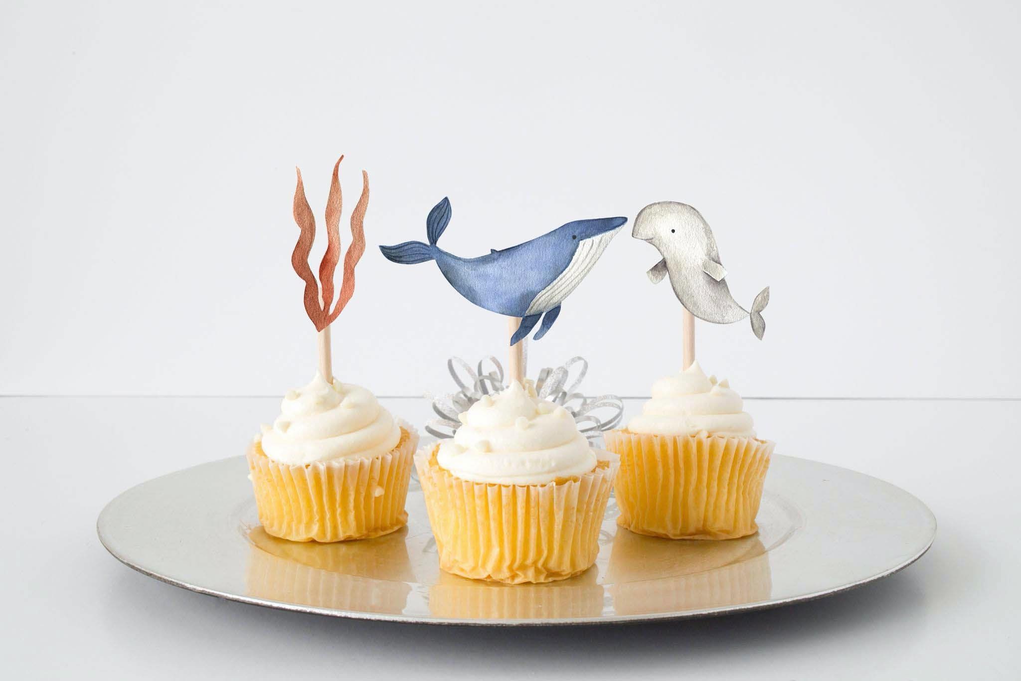 Whales Cupcake Toppers for Kids Under the Sea Baby Shower Etsy
