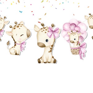 Adorable Pink Giraffe Banner 5 pcs - Sweet Giraffe Party Decorations for Girls
