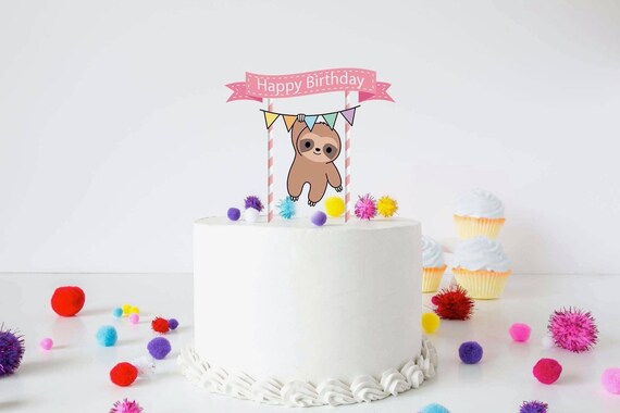 Kit Decorazioni Festa A Tema Bradipo: Striscione, Palloncini E Topper Per Torta, Per Compleanno Bambina