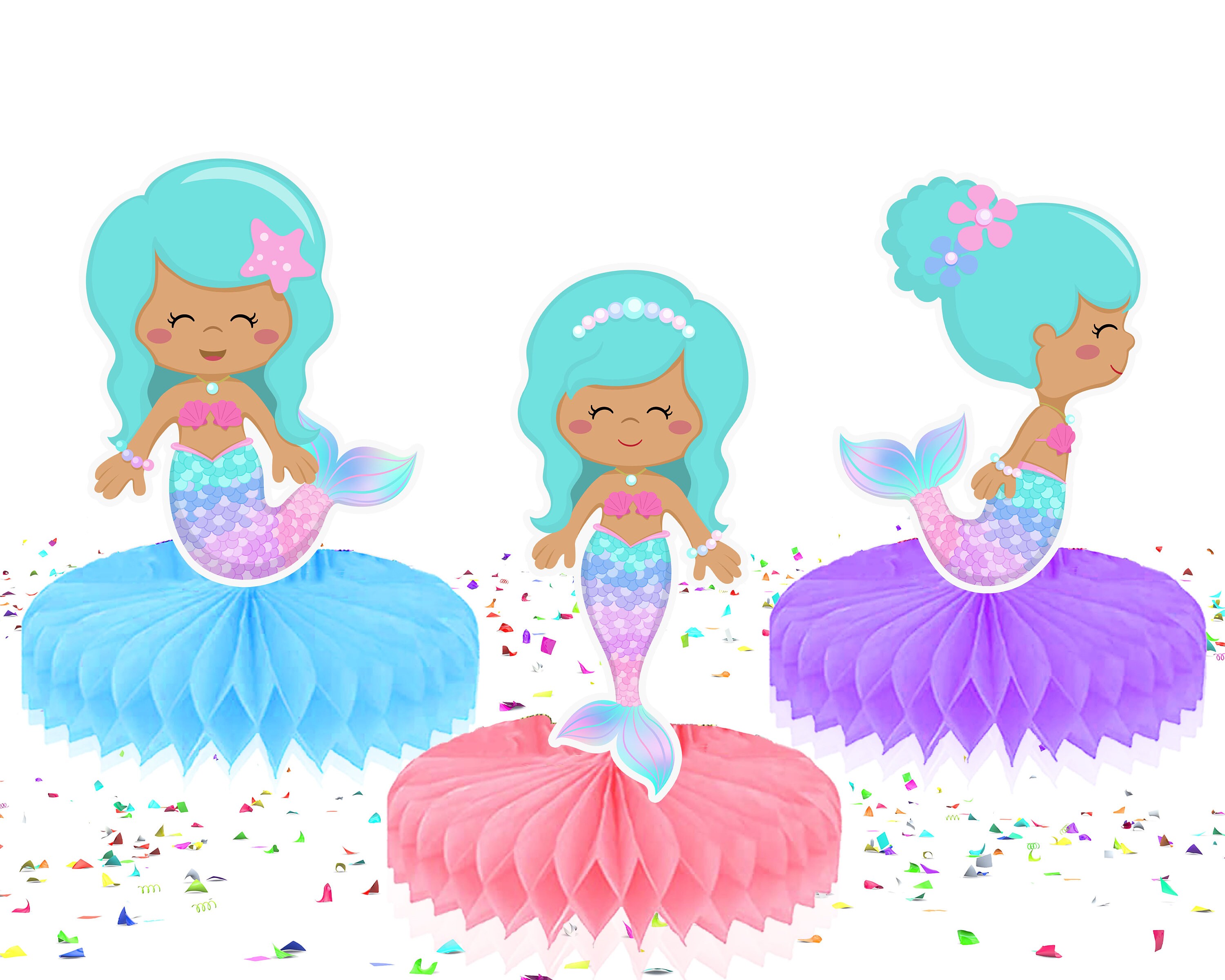 5 Pcs Mermaid Party Honeycomb Centerpieces Birthday Baby Shower Decorations for Girl Birthday Party Under The Sea Theme Table