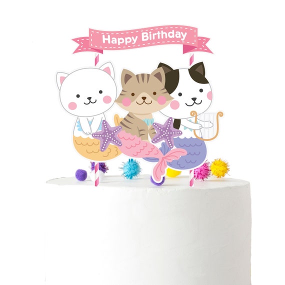 Set Decorazioni Compleanno A Tema Gatto – Banner Happy Birthday, Cartoline E Spirali Colorate, In Cartoncino Spesso Riutilizzabile, Facili Da Montare Con Corda E Ago, Perfetti Per Una Festa Divertente E Originale