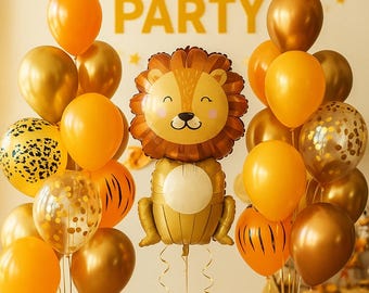 Joyful Lion Balloon Set - Perfect for Safari Parties and Kids' Birthday Celebrations