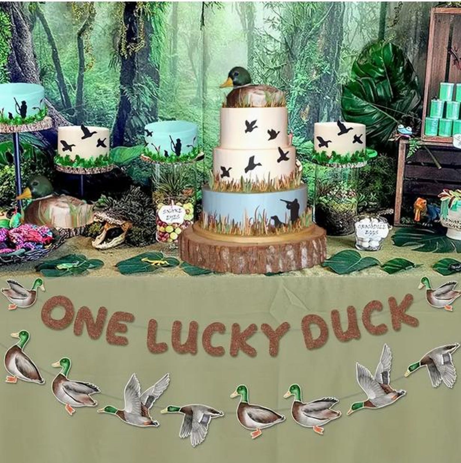 One Lucky Duck - Decorative Hanging Banner With Flying Ducks for ...