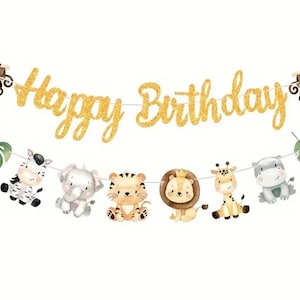 Jungle Safari Birthday Banner Set - Adorable Animal Party Decor for Kids' Celebrations