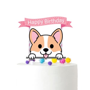 Kawaii corgi Cake Topper for Kids  |Cute Dog Birthday Party Supplies  | Dogs Theme Birthday Decoration