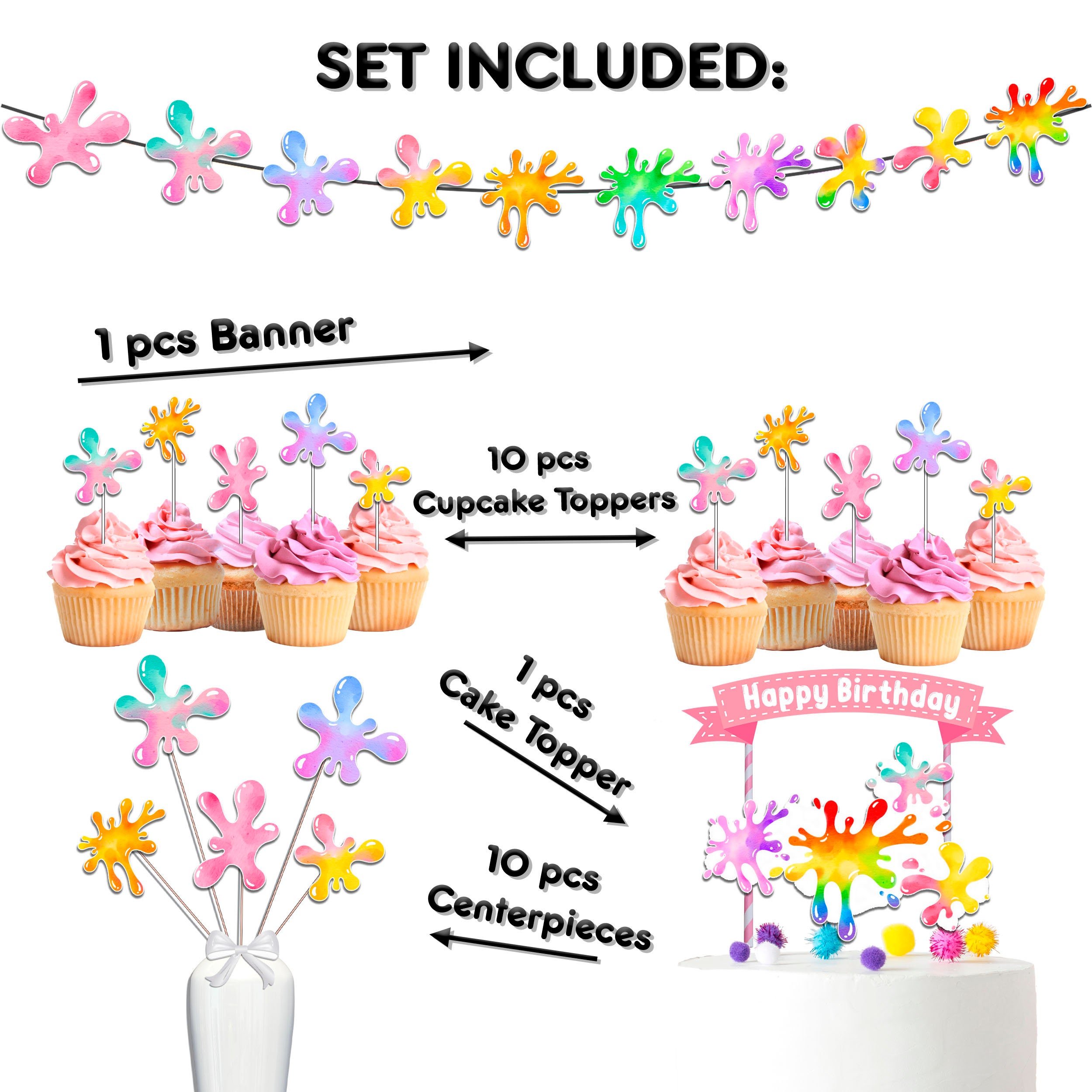Slime Birthday Party Decoration Set Great Bundle for Slime Theme for Girls  