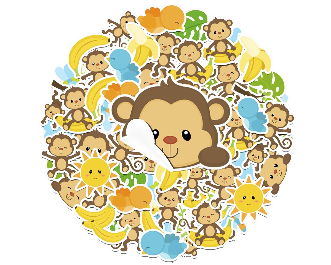 Monkey Stickers Pack of 25 - Adorable Primate Decals for Scrapbooking ...