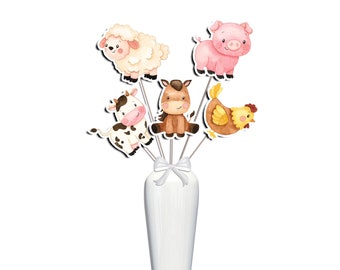 5 Pcs Large Farm Animals Centerpieces | Farm Animals Baby Shower , Birthday Party Supplies | Barnyard Farm Animals Table Toppers Decorations