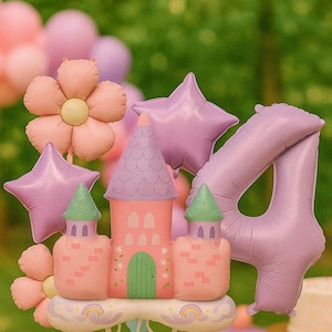 Princess Castle Balloon Kit - Magical Pink Castle, Star, and Flower Balloons for Princess-Themed Parties and Birthdays