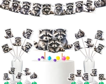 Raccoon Party Decor Set - Mischievous and Fun Celebration for Birthdays & Baby Showers