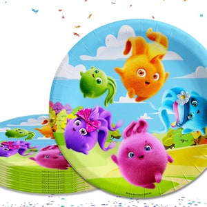 10 Pcs Cartoon Sunny Bunnies 9 IN Paper Plates - Serve Up Smiles at Your Sunny Celebration!