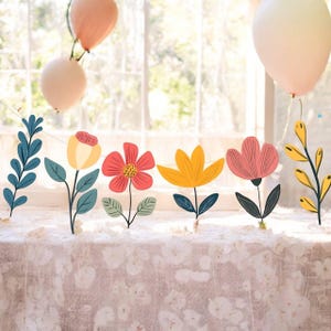 Wildflower Cardstock Banner – Baby in Bloom Party Garland | Garden Baby Shower Decor | Fairy Floral Bunting | 6 Flowers Included