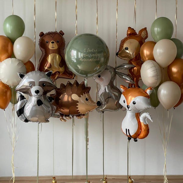 Woodland Animals Balloon Set - Forest Animals for Baby Shower and Birthday Nature-Themed Parties