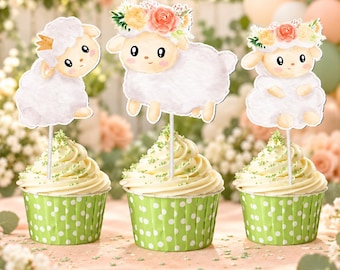 Sheep Cupcake Toppers for Farm Birthdays and Baby Showers