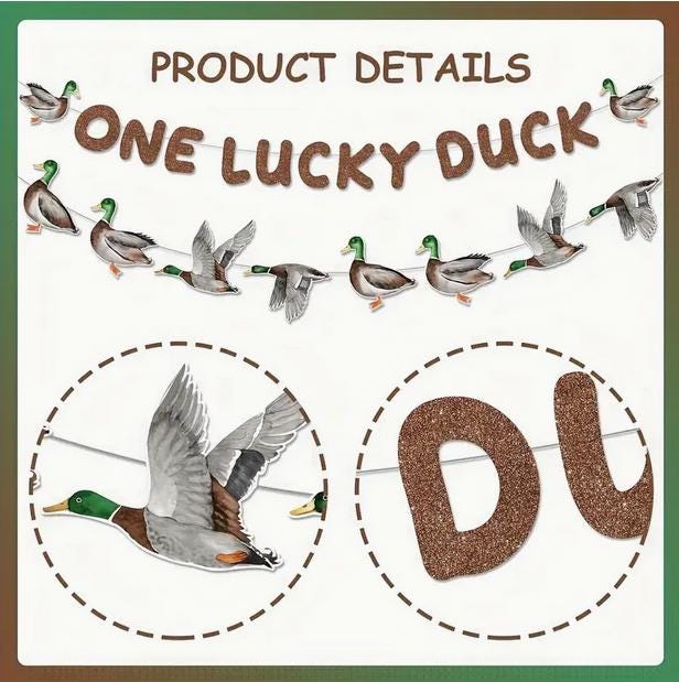 One Lucky Duck - Decorative Hanging Banner With Flying Ducks for ...
