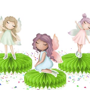5 Pcs Fairy Party Honeycomb Centerpieces Birthday| Baby Shower Decorations for Girl. Birthday Party Garden Fairies Theme Table Topper