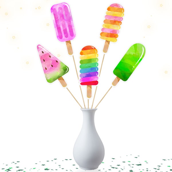 5 Pcs Large Popsicle Birthday Centerpieces | Ice Cream Pool Party Party Supplies|  Summer Birthday Table Decorations