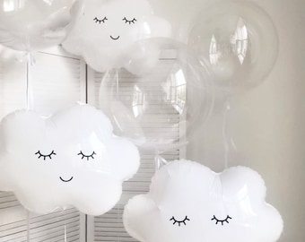 Dreamy Cloud and Clear Balloon Set for Birthday Party or Baby Shower - Ethereal Sky Theme