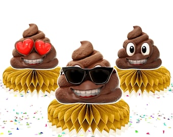 Party Poopers NEWMOJI® Honeycomb Table Centerpieces - Set of 5 - Fun Emoji-Themed Party Decorations