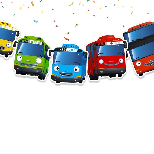 Bannière d'anniversaire Tayo le petit bus - Décoration de fête pour enfants