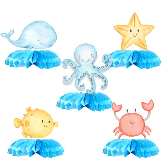 Buy 5 Pcs Under the Sea 1st Birthday Baby Shower Honeycomb Centerpieces  Ocean Baby Shower Blue Table Decorations Birthday Party Supplies Online in  India 