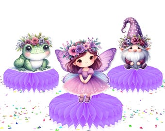 Fairy Party Table Centerpieces – 5 Pcs Magical Forest Decorations | Purple Fairy Baby Shower Decor | Woodland Fairy Birthday Table Toppers