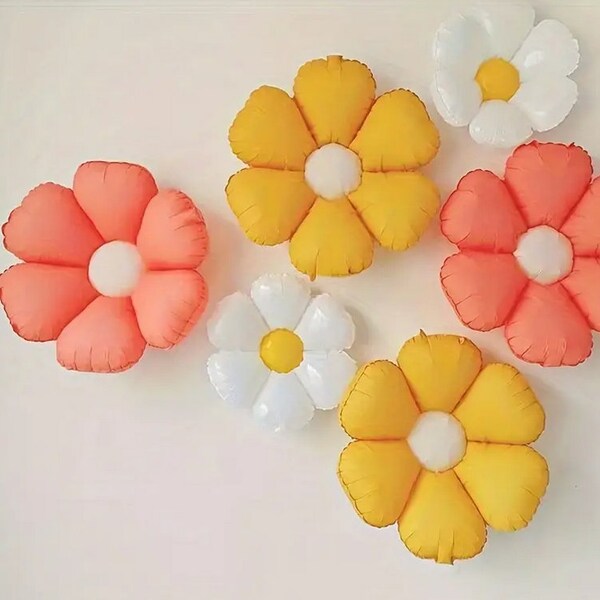 6pcs Daisy Foil Balloons Set - Colorful Flower Balloons for Spring and Garden Party Decorations