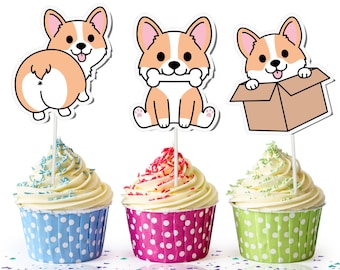 10 Pcs Corgi Cupcake Toppers - Adorable Corgi Cake Decorations for Dog Lovers!