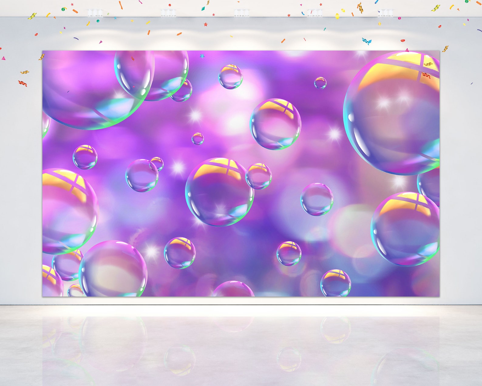 5x3FT Purple Bubbles Backdrop for Birthday and etc Party Decoration Pool Party Background for Birthday Bubbles Photo Banner