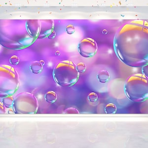 5x3FT Purple Bubbles Backdrop for Birthday and etc Party Decoration. Pool Party Background for Birthday. Bubbles Photo Banner .