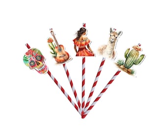 Mexican Fiesta Straws Set 10pcs