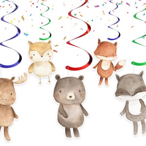 Woodland Swirls para niños/Woodland Animal colgante techo serpentinas remolino fiesta de cumpleaños