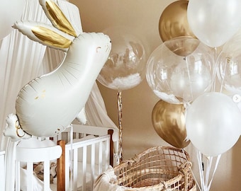 Elegant Rabbit Balloon Set with Golden Accents - A Whimsical Touch to Celebrations