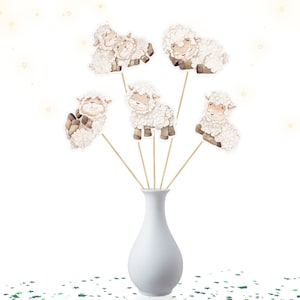 5 Pcs Large Baby Lamb 1st Birthday Baby Shower Centerpieces | Little Sheep Baby Shower Table Decorations Sheep Party Supplies