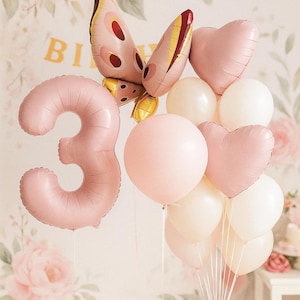 Charming Pastel Pink Balloon Set with Butterfly for Birthday Party - Whimsical Decor