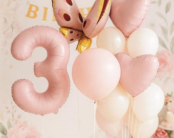 Charming Pastel Pink Balloon Set with Butterfly for Birthday Party - Whimsical Decor