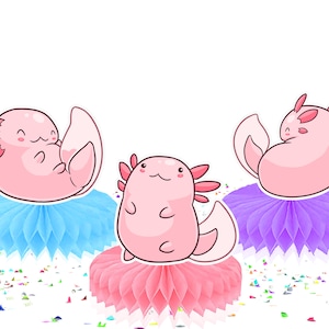 5 Pcs Axolotl Party Honeycomb Centerpieces Birthday Decorations for Axolotls. Ocean Animals Birthday Party Theme Table Topper