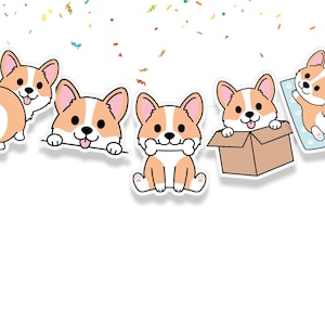 Kawaii corgi Birthday Banner Dogs Party Supplies | Birthday Decorations for Dog Theme Party
