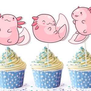 10 pcs Axolotl Cupcake Toppers - Adorable Aquatic Creature Cake Decorations for Unique Celebrations