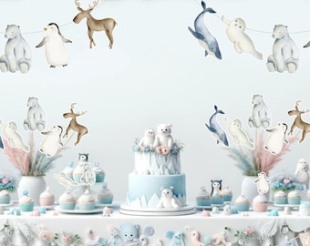 12 Pcs Arctic Animals Honeycomb Centerpieces - Penguin, Polar Bear Decor For Winter Birthday, Baby Shower, Party Table - View #2