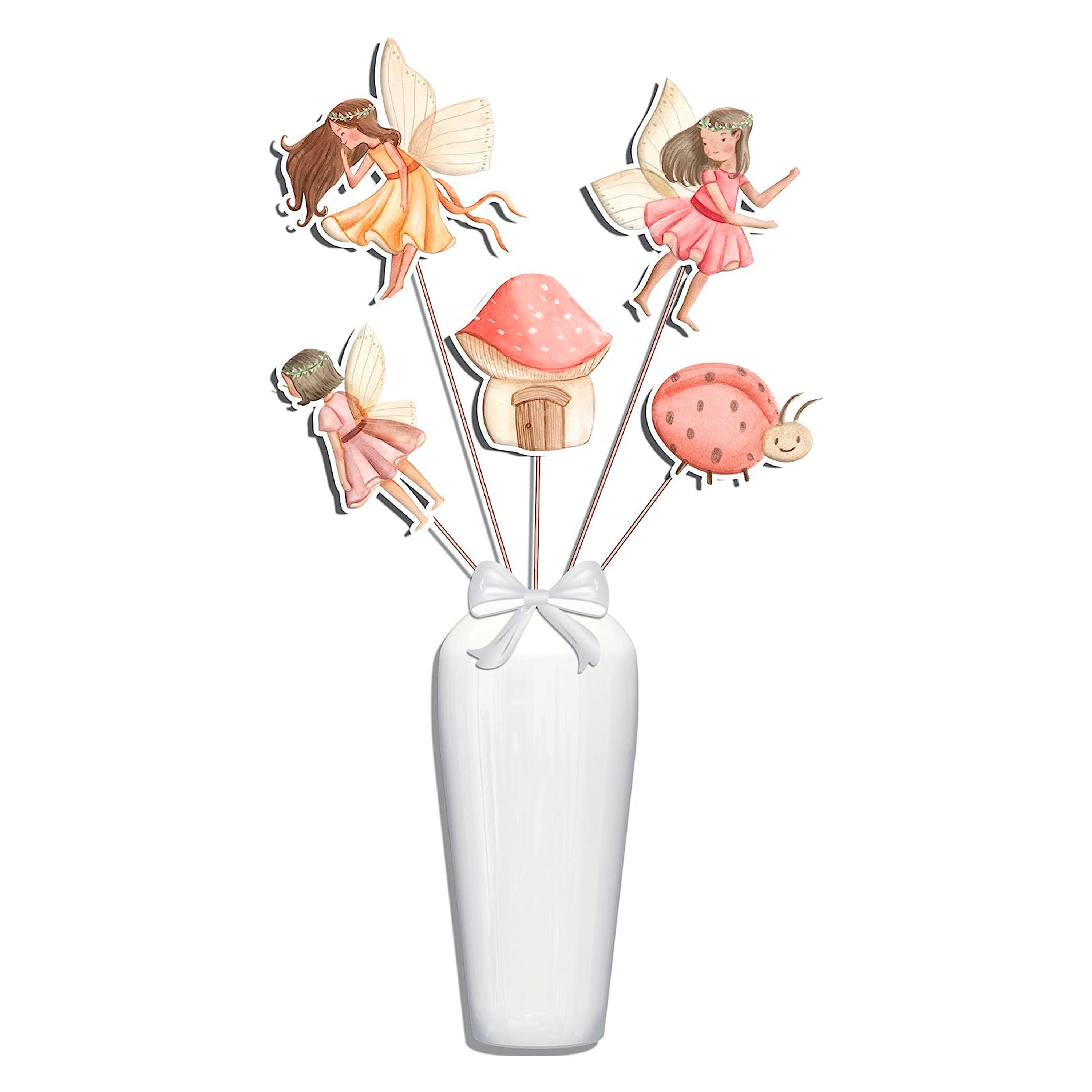 5 Pcs Large Fairy Centerpieces for Kids Garden Baby Shower 1st Birthday Fairies Party Supplies Fairies Table Decorations