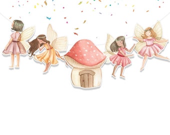 Fairy Birthday Banner Cute Fairies 1st Birthday Party Supplies | Baby Shower Decorations