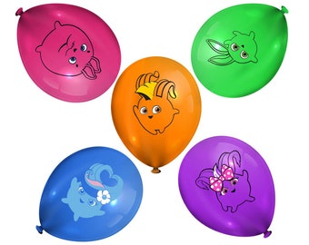 5 Pcs Cartoon Sunny Bunnies Latex Balloons - Hop into Fun and Festivity!