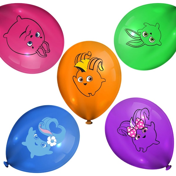 5 Pcs Cartoon Sunny Bunnies Latex Balloons - Hop into Fun and Festivity!