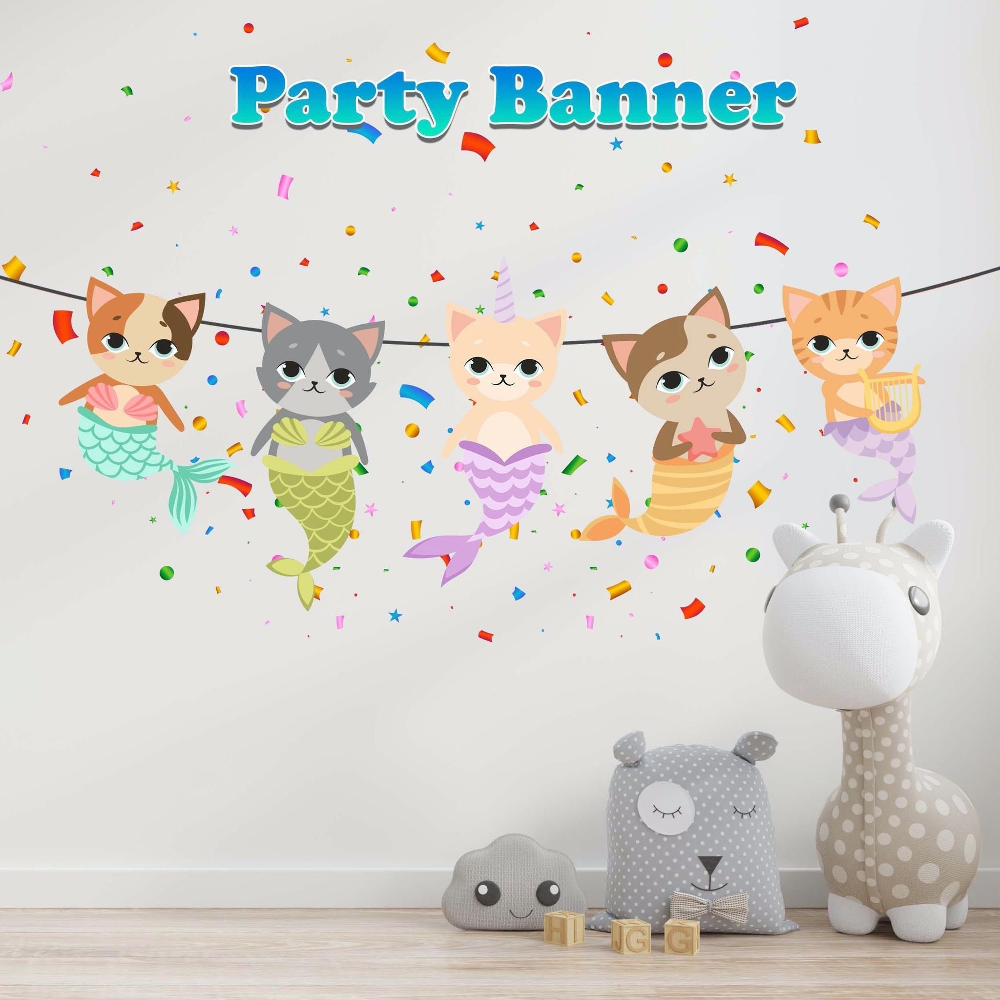 Super Kitties Happy Birthday Backdrop Banner Vinyl Party Supplies 5x3ft