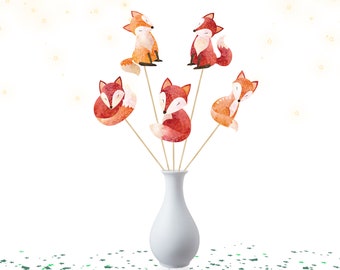 5 Pcs Large Foxes Woodland Centerpieces | Baby Shower , Birthday Forest Fox Animals Party Supplies | Woodland Animals Table Decorations