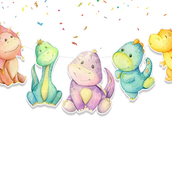 Dino Cardstock Banner - Perfect for Prehistoric-Themed Birthdays & Baby Showers