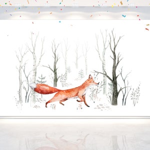 Decoraciones de fiesta de fondo de bosque de zorro de 5x3 pies. Fondo de animales con tema de zorros del bosque para baby shower/cumpleaños. Lona de fotos del bosque