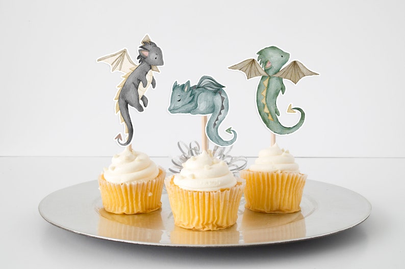 10 Pcs Dragons Theme Cupcake Toppers for Kids Dragon Party Etsy